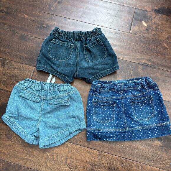Old Navy Carter's Girls 4T Shorts / Skirts Denim Blue Summer Bottoms Lot - Picture 2 of 5